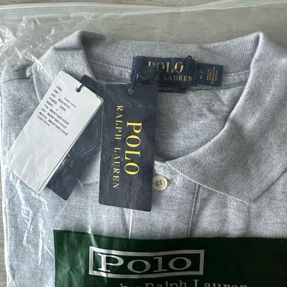 Polo Ralph Lauren Iconic Mesh Polo Shirt Grey Slim fit LG NWT‎ IN PACKAGING - Picture 8 of 8